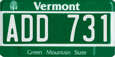 VT license plate ADD731
