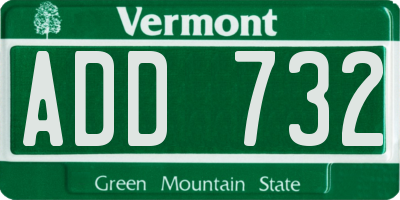 VT license plate ADD732