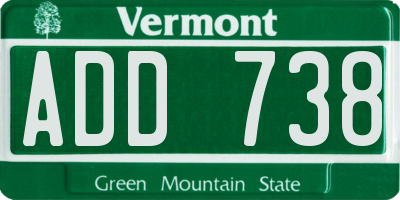 VT license plate ADD738
