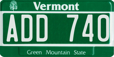VT license plate ADD740