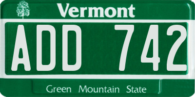 VT license plate ADD742