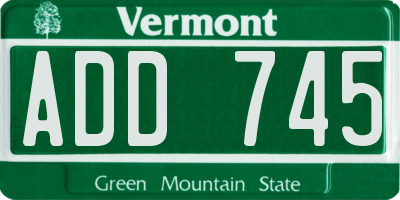 VT license plate ADD745