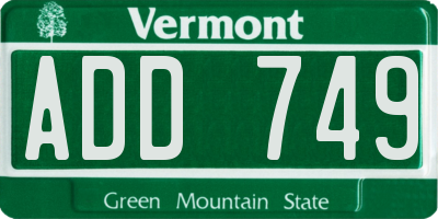 VT license plate ADD749