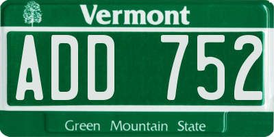 VT license plate ADD752