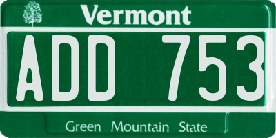 VT license plate ADD753