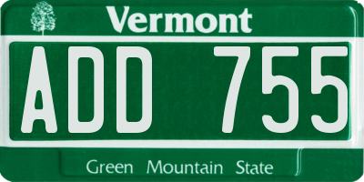 VT license plate ADD755