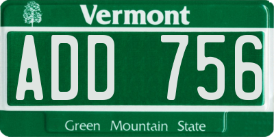 VT license plate ADD756