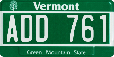 VT license plate ADD761