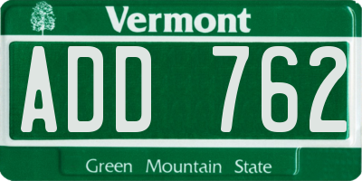 VT license plate ADD762