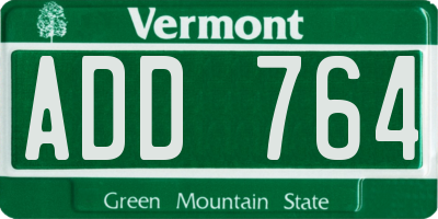 VT license plate ADD764