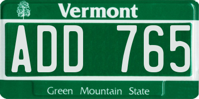 VT license plate ADD765