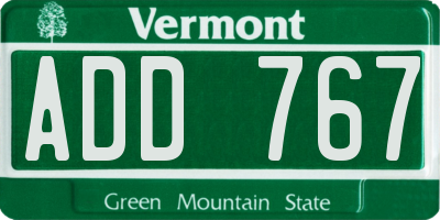 VT license plate ADD767
