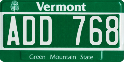 VT license plate ADD768