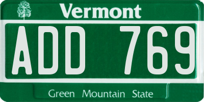 VT license plate ADD769