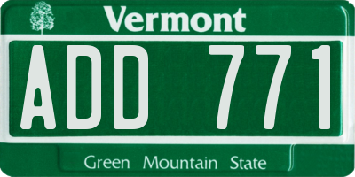 VT license plate ADD771