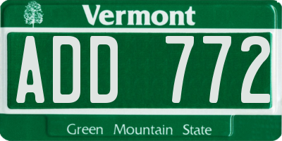 VT license plate ADD772