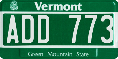 VT license plate ADD773