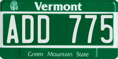 VT license plate ADD775