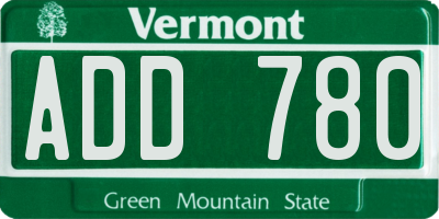 VT license plate ADD780