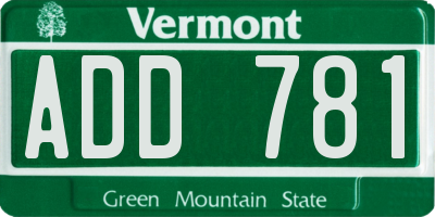 VT license plate ADD781