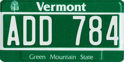 VT license plate ADD784