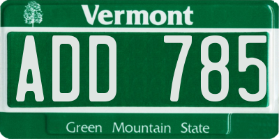 VT license plate ADD785