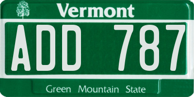 VT license plate ADD787