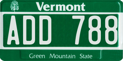 VT license plate ADD788