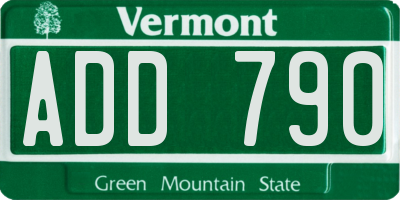 VT license plate ADD790