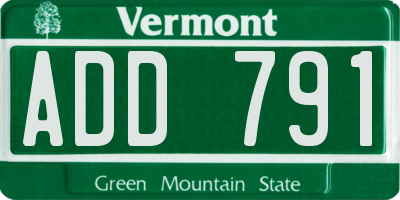 VT license plate ADD791