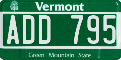 VT license plate ADD795