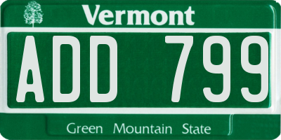 VT license plate ADD799