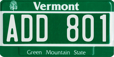 VT license plate ADD801