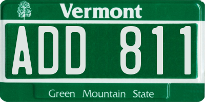 VT license plate ADD811