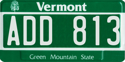 VT license plate ADD813