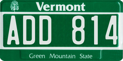 VT license plate ADD814