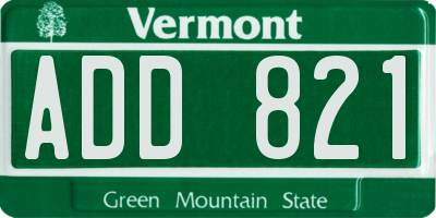 VT license plate ADD821