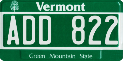 VT license plate ADD822