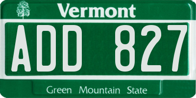 VT license plate ADD827