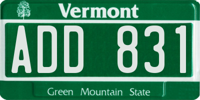 VT license plate ADD831