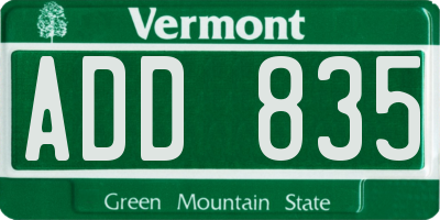 VT license plate ADD835