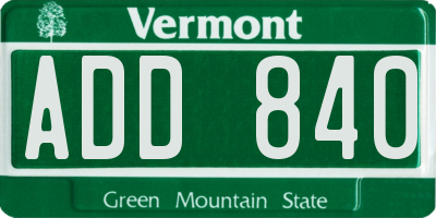 VT license plate ADD840