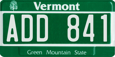 VT license plate ADD841