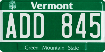VT license plate ADD845