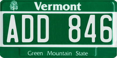 VT license plate ADD846