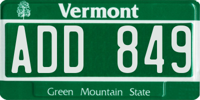 VT license plate ADD849
