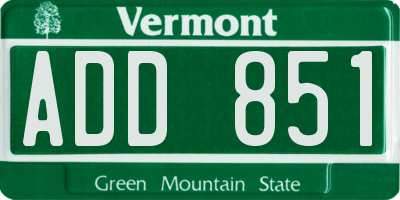 VT license plate ADD851