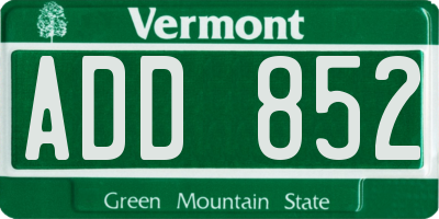 VT license plate ADD852