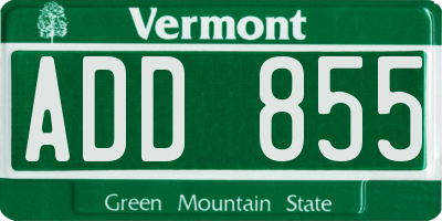 VT license plate ADD855
