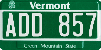 VT license plate ADD857